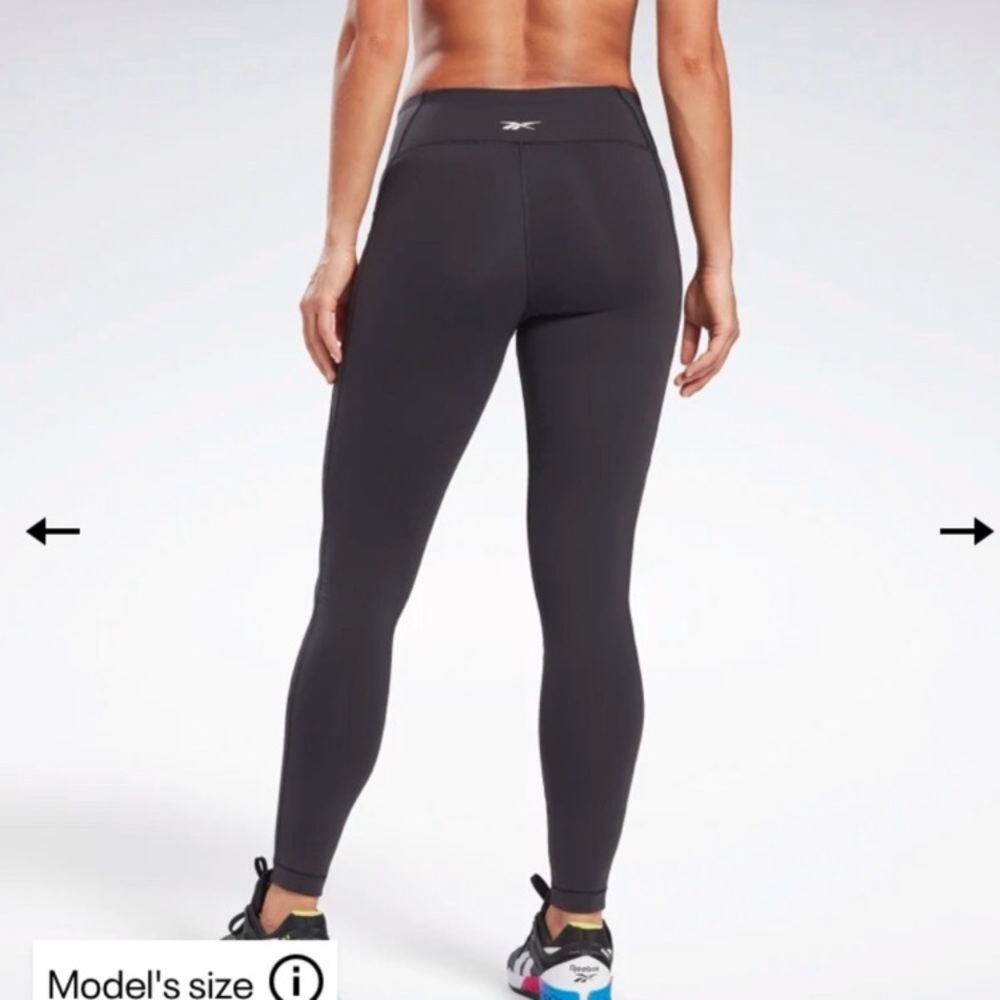 NWT Reebok Womens Lux Leggings Gym High Rise Workout Black Premium Tight…